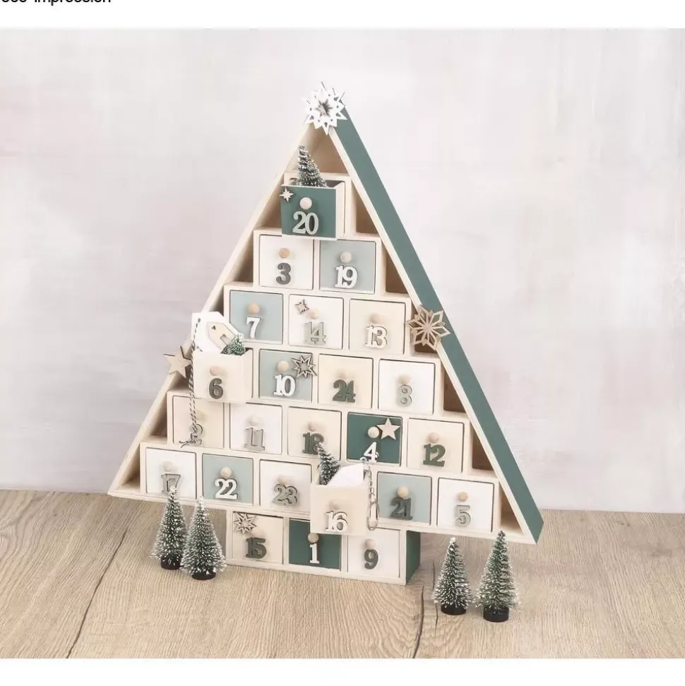 Calendario de adviento de madera Árbol con cajones Rayher