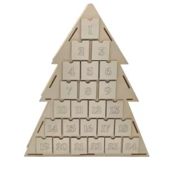 Calendario de Adviento árbol de Navidad madera 24 cajones Artemio