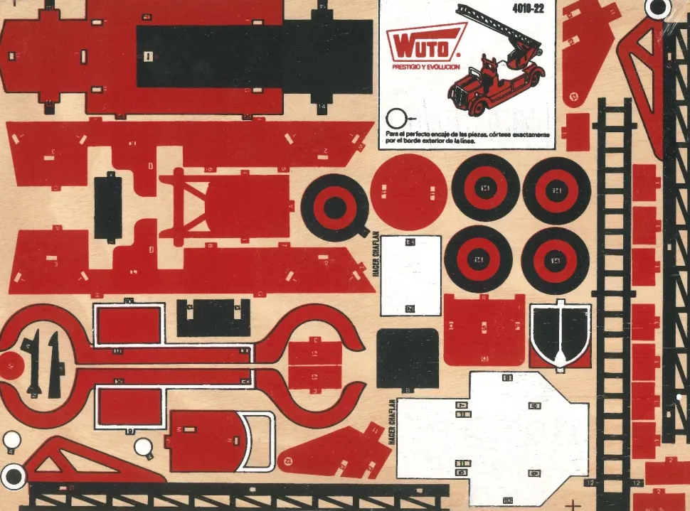 Camión de Bomberos Clásico-22 Kits Recortables Serigrafiados de Marquetería 4010-22