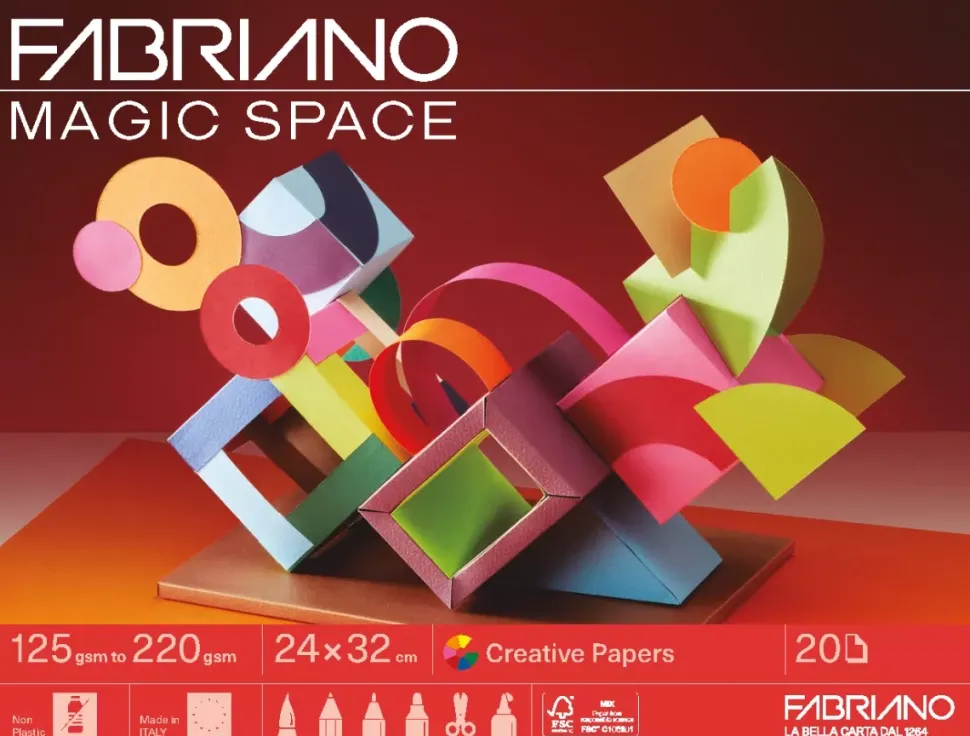 Carpeta 20 papeles creativos Magic Space Fabriano