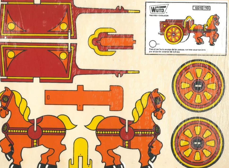 Carreta de Caballos-10 Kits Recortables Serigrafiados de Marquetería 4010-10