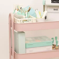 Carrito Amazon con 3 bandejas Rosa Craftelier 60cm