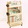 Carrito Con 3 Bandejas Crema & Gold Craftelier