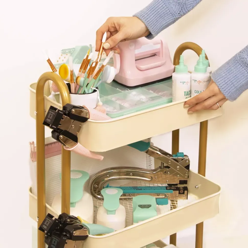 Carrito Con 3 Bandejas Crema & Gold Craftelier