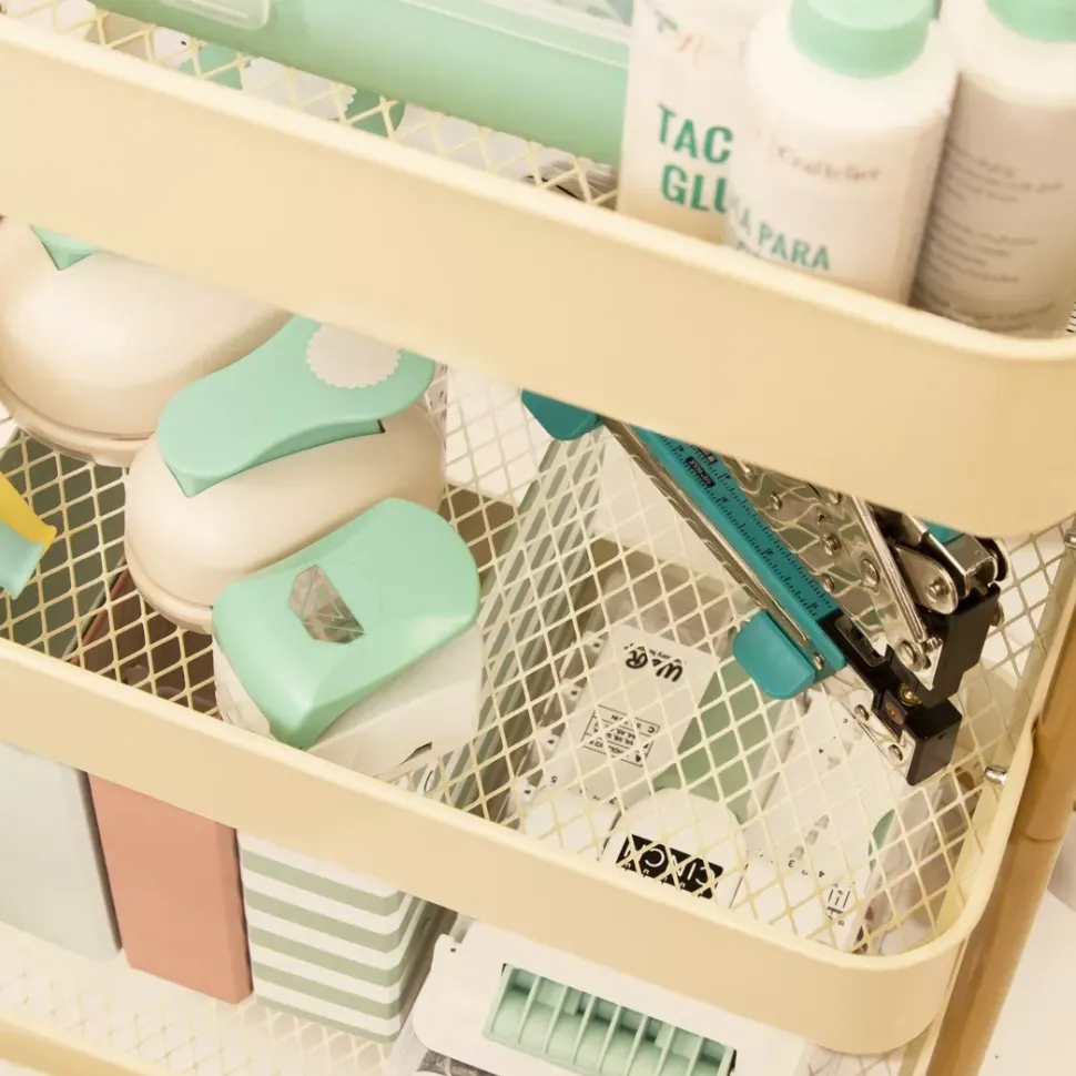 Carrito Con 3 Bandejas Crema & Gold Craftelier