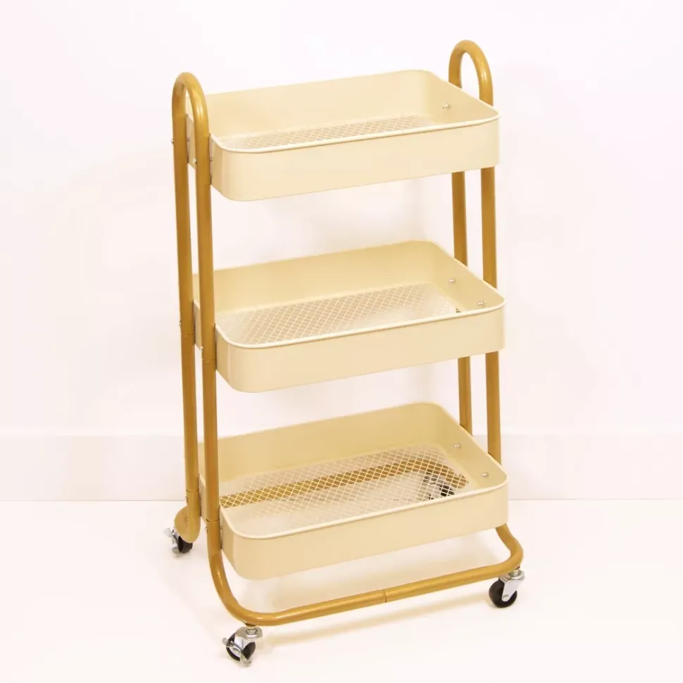 Carrito Con 3 Bandejas Crema & Gold Craftelier