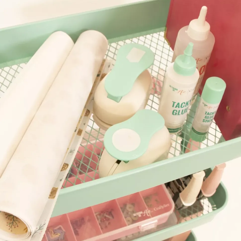 Carrito Con 3 Bandejas Mint Craftelier