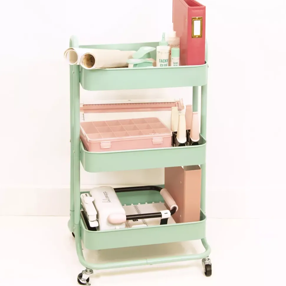 Carrito Con 3 Bandejas Mint Craftelier