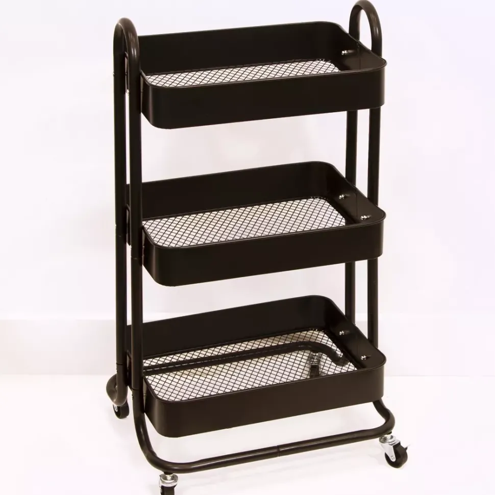 Carrito Con 3 Bandejas Negro Craftelier