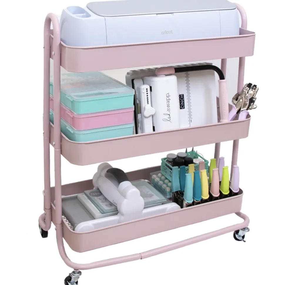 Carrito Con 3 Bandejas Rosa Craftelier 60cm