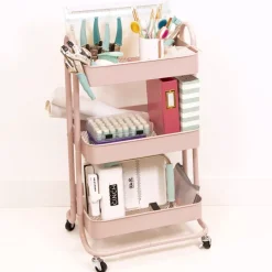 Carrito Con 3 Bandejas Rosa Craftelier