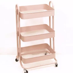 Carrito Con 3 Bandejas Rosa Craftelier