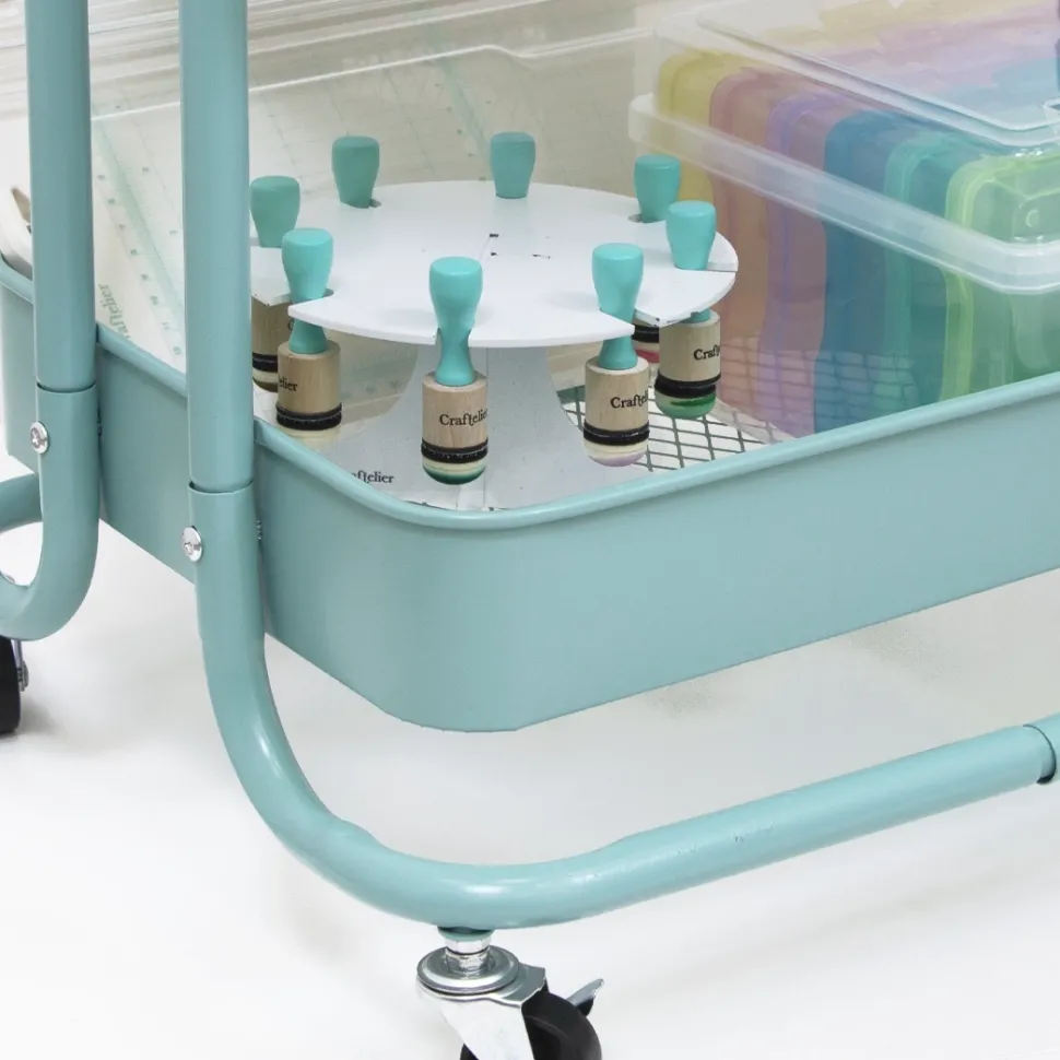 Carrito con 3 bandejas Turquesa Craftelier