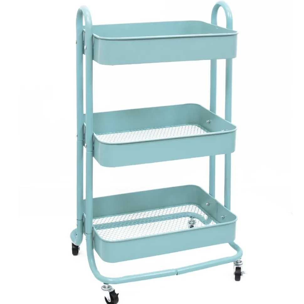 Carrito con 3 bandejas Turquesa Craftelier