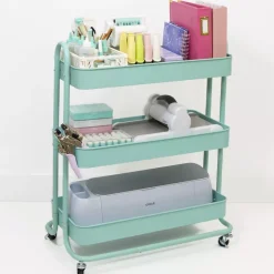 Carrito Con 3 Bandejas Turquesa Craftelier 60cm