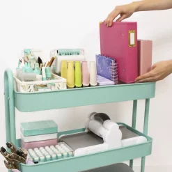 Carrito Con 3 Bandejas Turquesa Craftelier 60cm