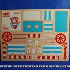 Carrito de los helados-20 Kits Recortables Serigrafiados de Marquetería 4010-20