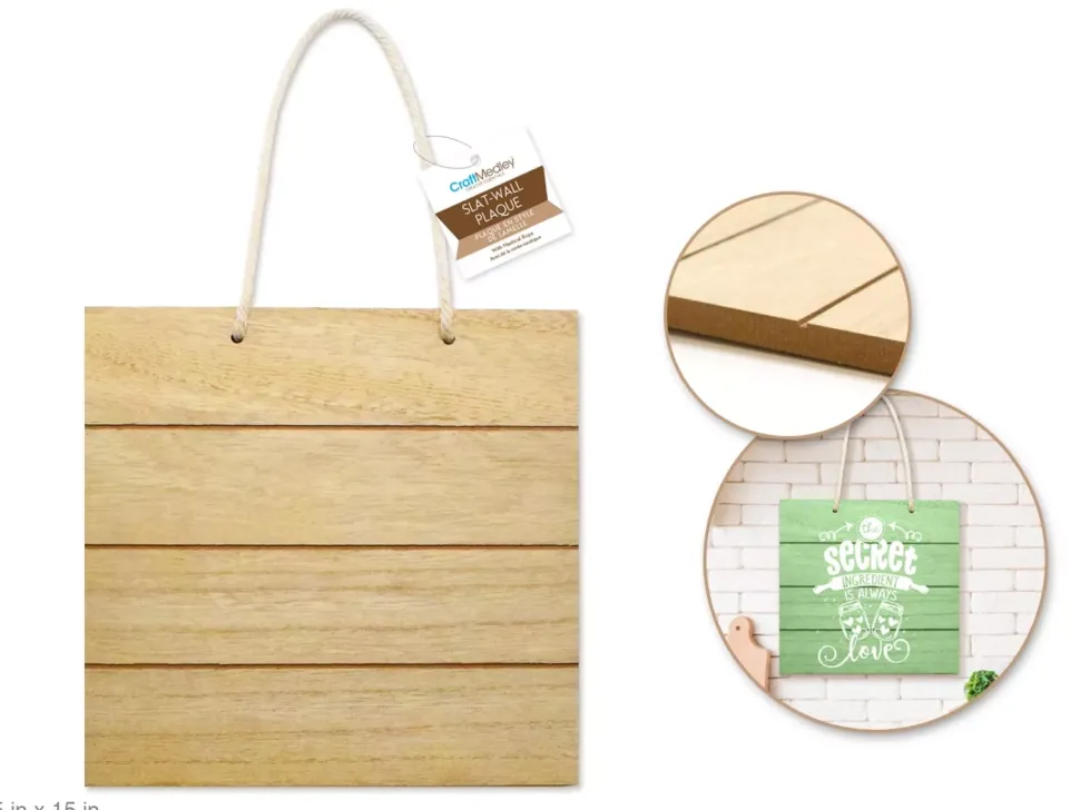 Cartel de Madera de Listones Cuadrado MultiCraft 40cm