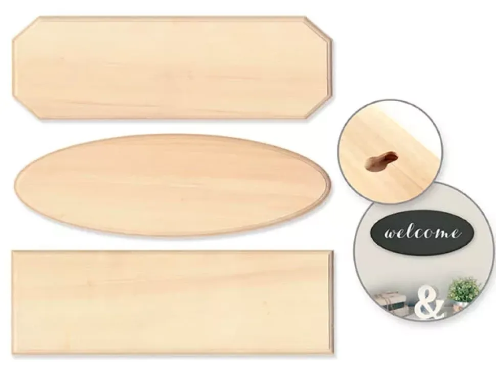 Cartel de Madera Para Colgar Rectangular Largo MultiCraft