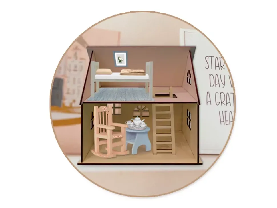 Casa de Muñecas de Madera Abierta MultiCraft