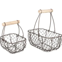 Cestas de Metal con Asa de Madera Rayher