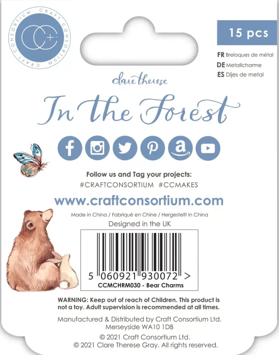 Charms Metálicos Bear In The Forest Craft Consortium