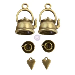 Charms Metálicos Tetera y Corazones Golden Desert Prima