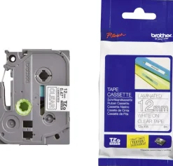 Cinta Blanca en Fondo Transparente para Impresora de Etiquetas Brother 12mm