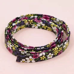 Cinta de Ecopiel Flores Negro Craftelier 1cm