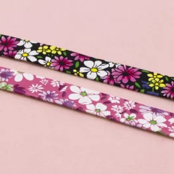 Cinta de Ecopiel Flores Negro Craftelier 1cm