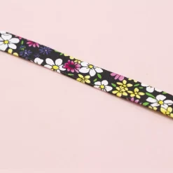 Cinta de Ecopiel Flores Negro Craftelier 1cm