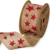 Cinta de Yute Estampada Estrellas Rojas Halbach 50mm