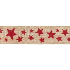 Cinta de Yute Estampada Estrellas Rojas Halbach 50mm