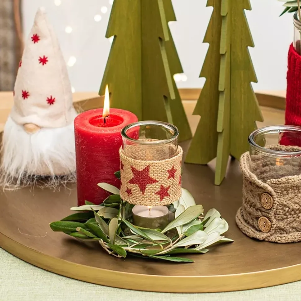 Cinta de Yute Estampada Estrellas Rojas Halbach 50mm