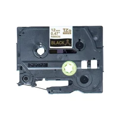 Cinta Dorada en Fondo Negro para Impresora de Etiquetas Brother 12mm