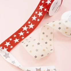 Cinta Estampada Estrellitas Crema Rayher 40mm