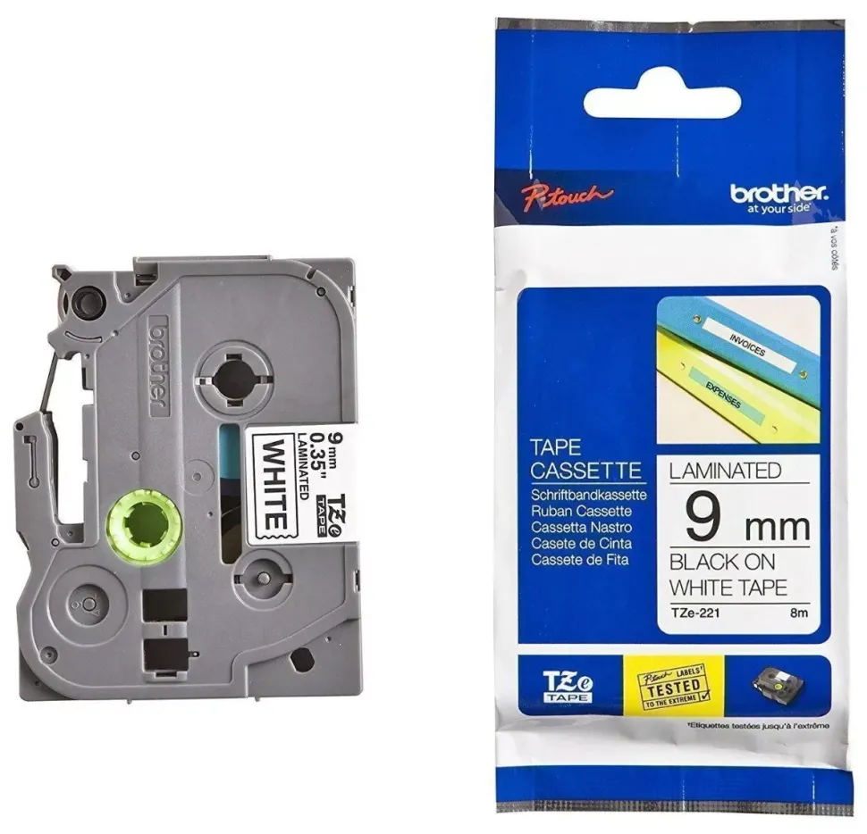 Cinta Negra en Fondo Blanco para Impresora de Etiquetas Brother 9mm