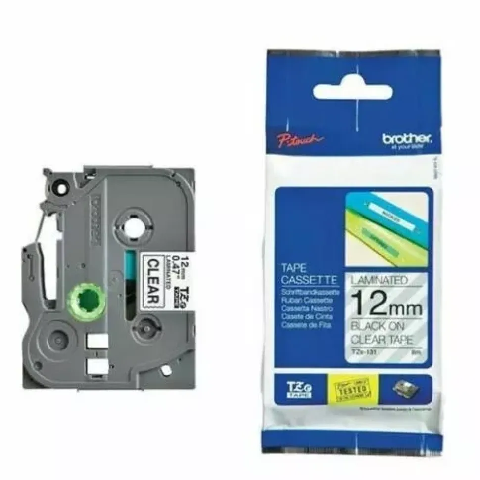 Cinta Negro en Fondo Transparente para Impresora de Etiquetas Brother 12mm