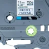 Cinta Negro en Fondo Violeta Pastel para Impresora de Etiquetas Brother 12mm