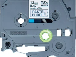 Cinta Negro en Fondo Violeta Pastel para Impresora de Etiquetas Brother 12mm