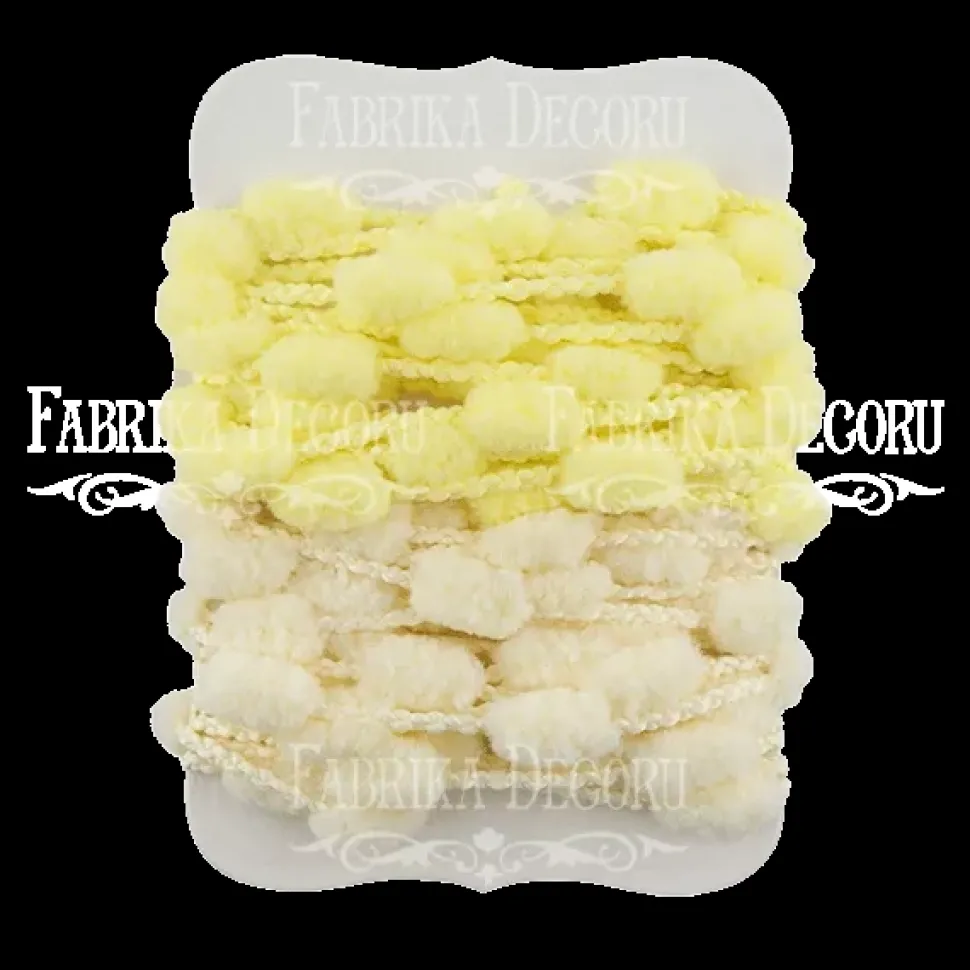 Cintas de pompones amarillo y crema Fabrika Decoru