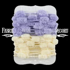 Cintas de pompones lila y vainilla Fabrika Decoru