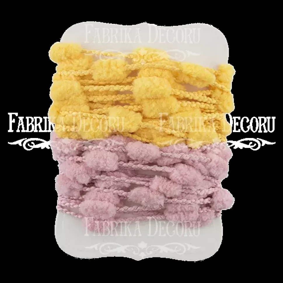 Cintas de pompones mostaza y rosa Fabrika Decoru