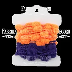 Cintas de pompones naranja y morado Fabrika Decoru
