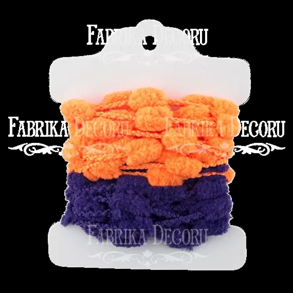 Cintas de pompones naranja y morado Fabrika Decoru