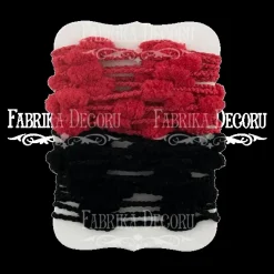 Cintas de pompones rojo y negro Fabrika Decoru