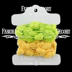 Cintas de pompones verde y amarillo Fabrika Decoru
