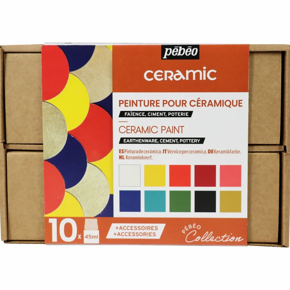 Cofre 10 pinturas Ceramic Pebeo 45ml
