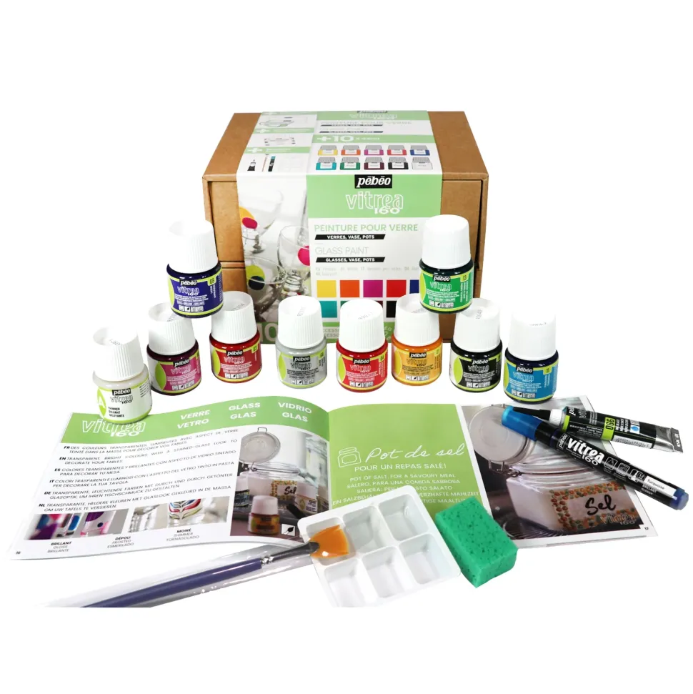 Cofre 10 pinturas Vitrail Pebeo 45ml