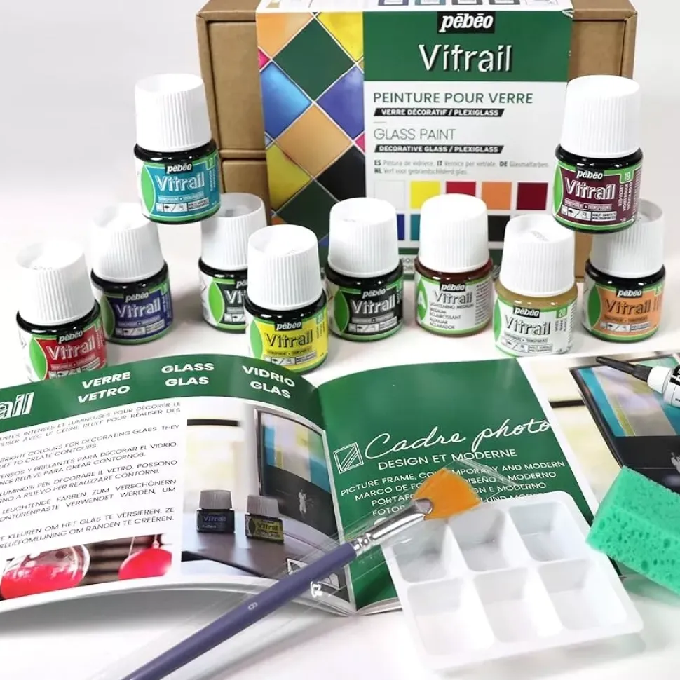Cofre 10 pinturas Vitrail Pebeo 45ml